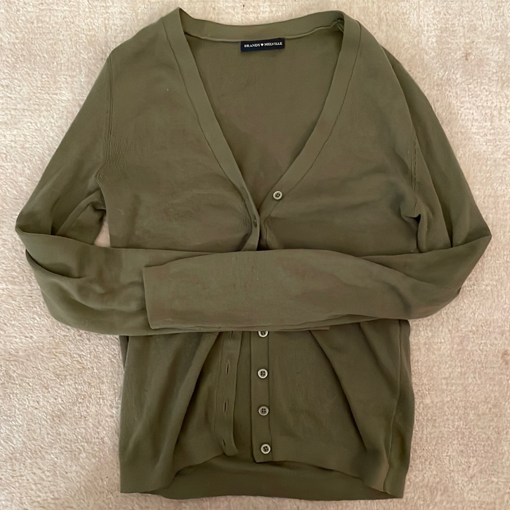 brandy green cardigan